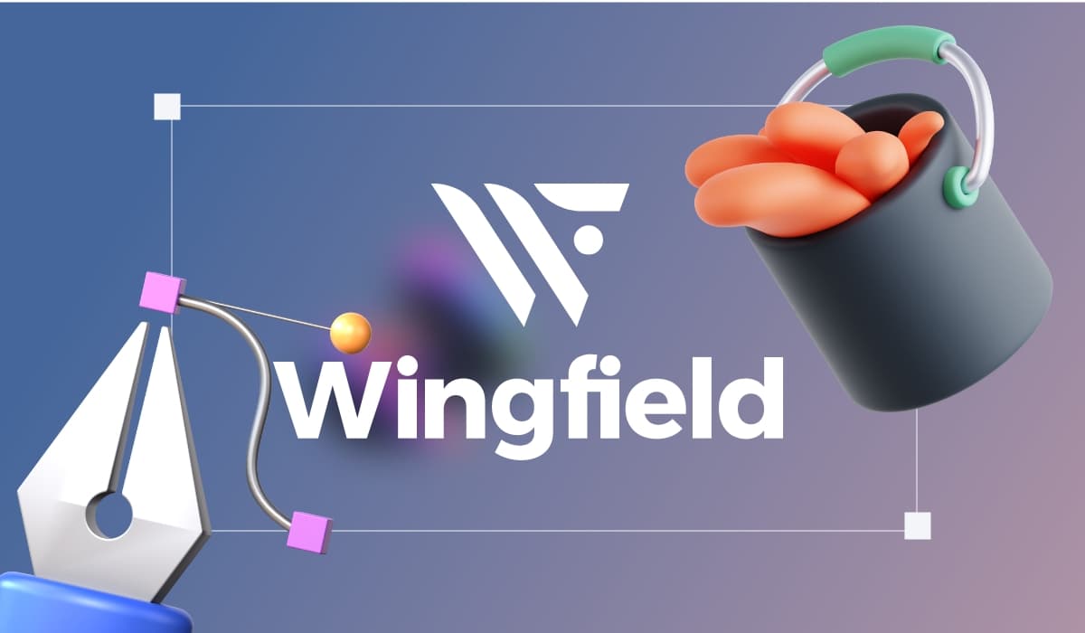 Wingfield brand logo with graphic and color design symbols