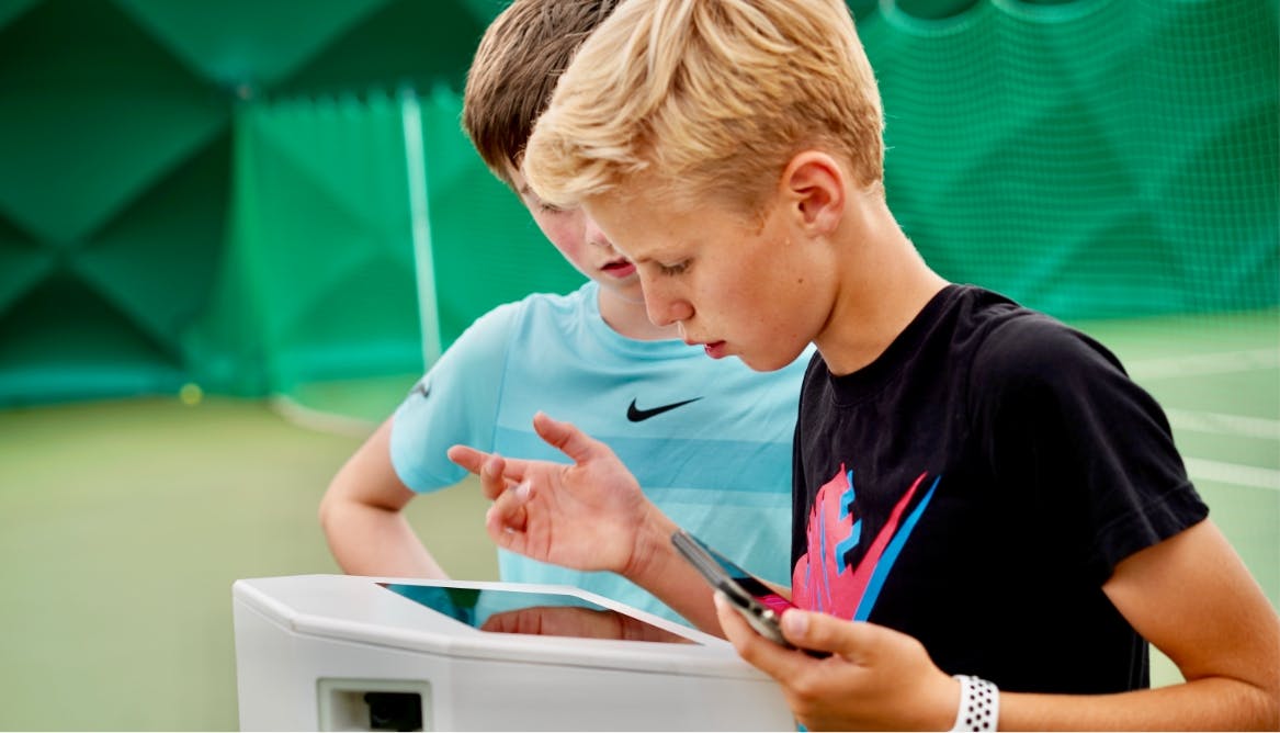 Young tennis player logging in to the Wingfield Box.